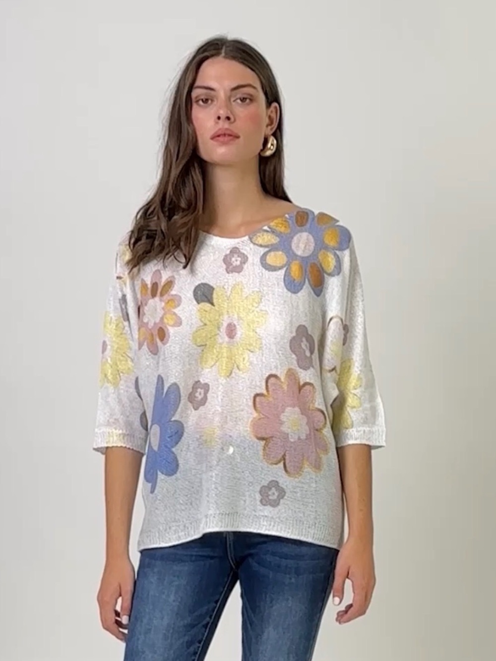 Frank Lyman Floral Print Lightweight Knit Top - #275